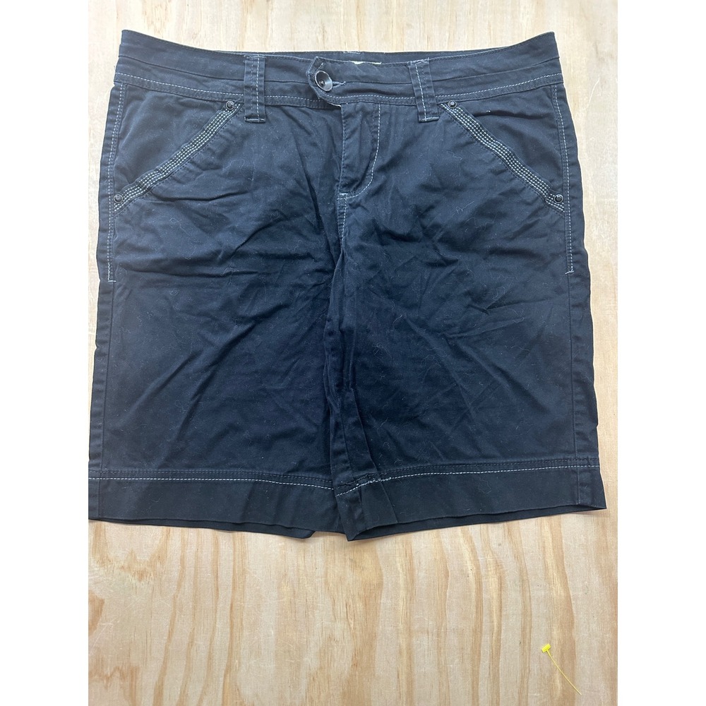 BKE Casuals Serena Black Shorts Women 31 Contrast Stitch Button Flap Pockets